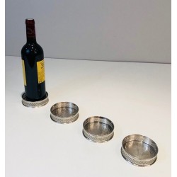 Set of Four French Silver-Plated Bottle Coasters