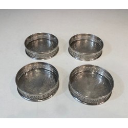 Set of Four French Silver-Plated Bottle Coasters