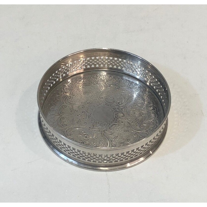 Set of Four French Silver-Plated Bottle Coasters