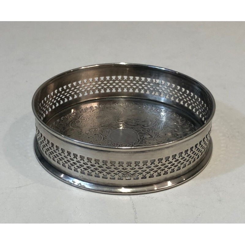 Set of Four French Silver-Plated Bottle Coasters