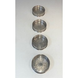 Set of Four French Silver-Plated Bottle Coasters