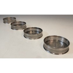 Set of Four French Silver-Plated Bottle Coasters
