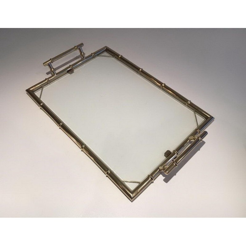 Large French Modernist Chrome Serving Tray