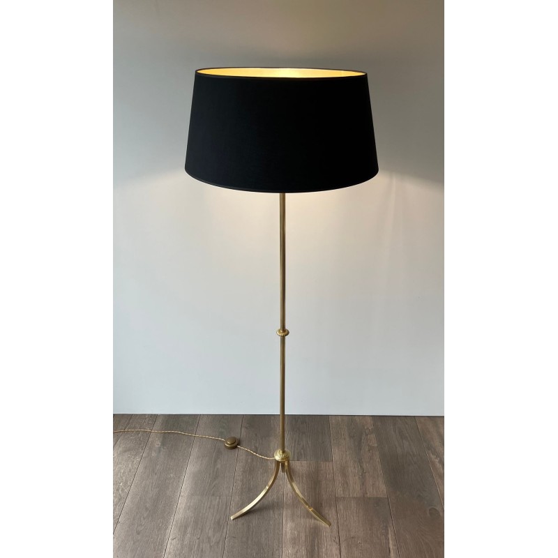 Neoclassical Brass Floor Lamp by Maison Jansen, French Work, circa 1940