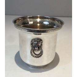 Silver Plated Champagne Bucket with Lion Heads Handles