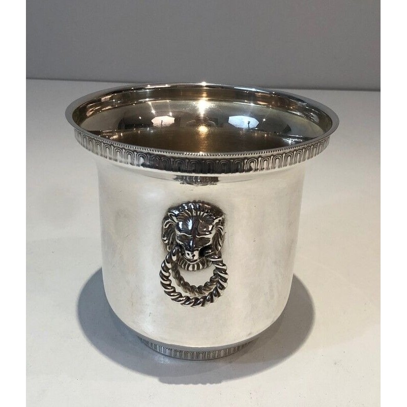 Silver Plated Champagne Bucket with Lion Heads Handles