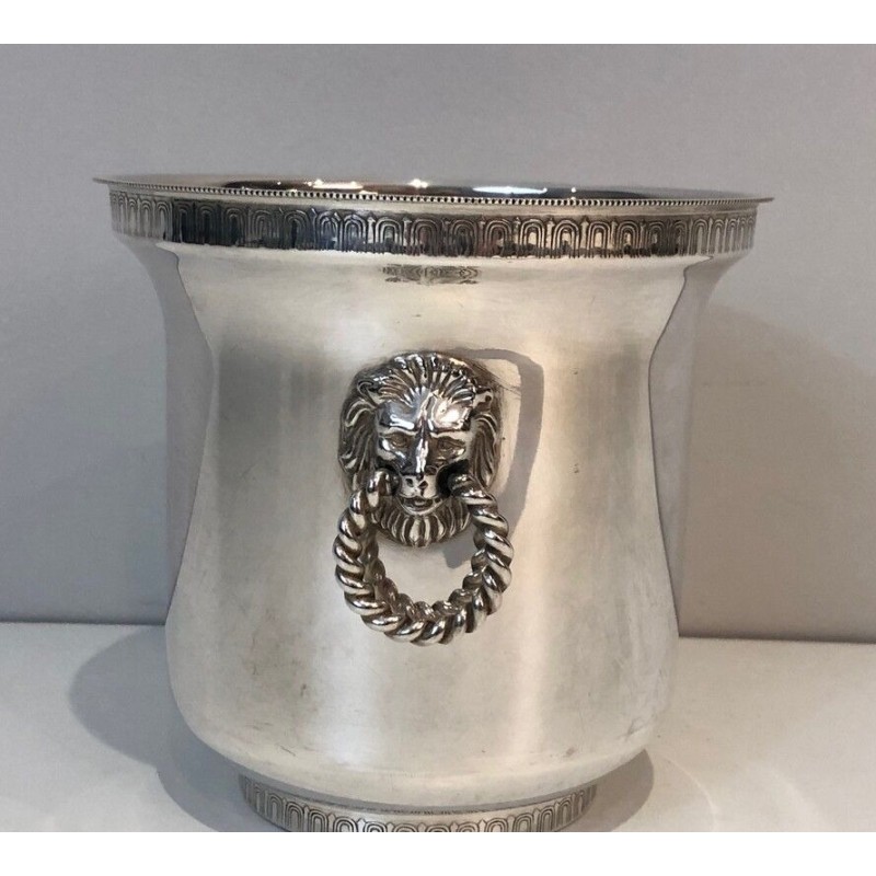 Silver Plated Champagne Bucket with Lion Heads Handles