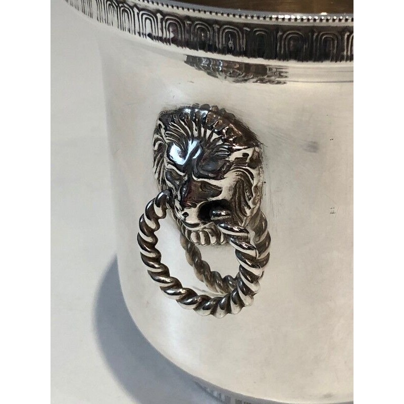 Silver Plated Champagne Bucket with Lion Heads Handles