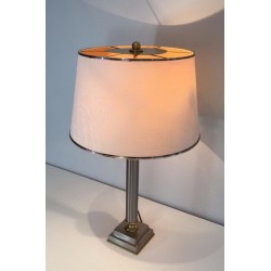 Paire de Lampes en Métal Brossé et Laiton à abat-jour inclinable par Guy Lefèvre