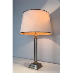 Paire de Lampes en Métal Brossé et Laiton à abat-jour inclinable par Guy Lefèvre