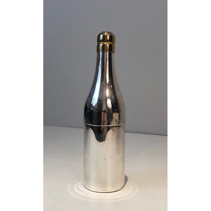 Silver Plated Shaker Presenting a Champagne Bottle