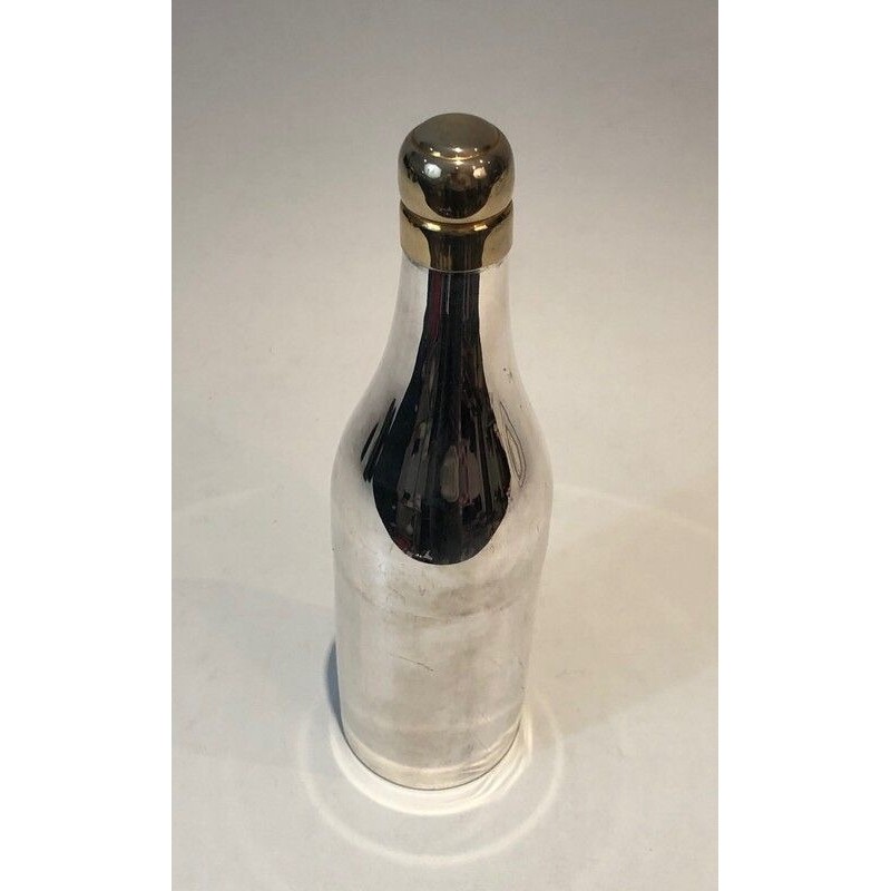 Shaker en Métal Argenté en Forme de Bouteille de Champagne