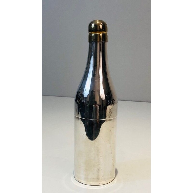 Shaker en Métal Argenté en Forme de Bouteille de Champagne