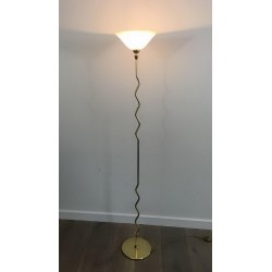 Lampadaire de Parquet en Laiton à Vasque en Verre Dépoli