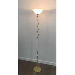 Lampadaire de Parquet en Laiton à Vasque en Verre Dépoli