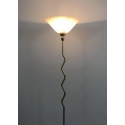 Brass Floor Lamp with Frosted Glass Cup