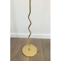 Brass Floor Lamp with Frosted Glass Cup