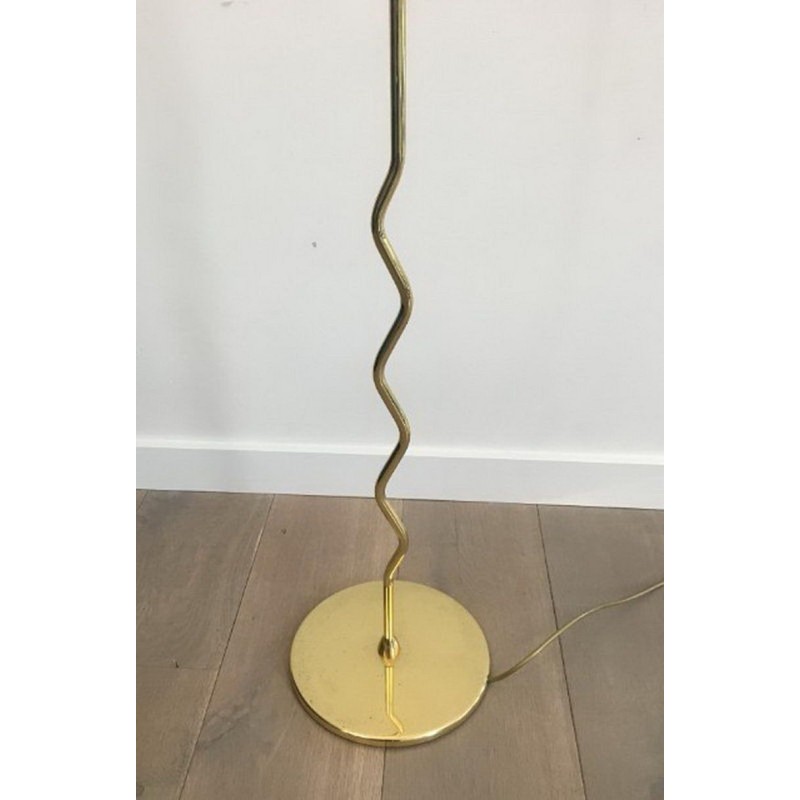 Brass Floor Lamp with Frosted Glass Cup