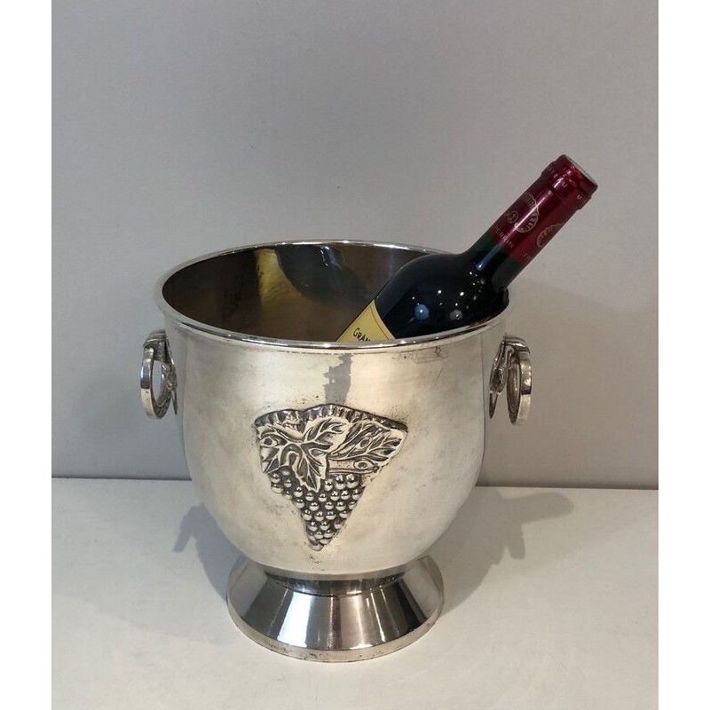 Seau à Champagne en Métal Argenté à Décors de Grappes de Raisin