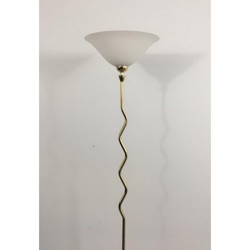 Brass Floor Lamp with Frosted Glass Cup