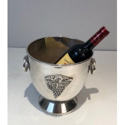 Seau à Champagne en Métal Argenté à Décors de Grappes de Raisin