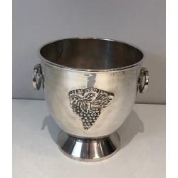 Seau à Champagne en Métal Argenté à Décors de Grappes de Raisin