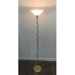 Brass Floor Lamp with Frosted Glass Cup