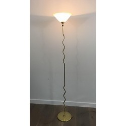 Lampadaire de Parquet en Laiton à Vasque en Verre Dépoli