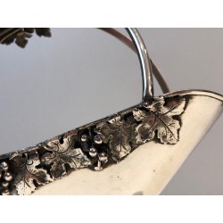 French Silver-Plated Wine Bottle Holder with Grape Cluster Decoration