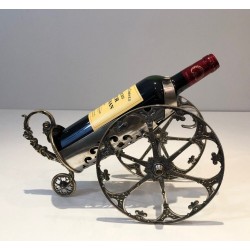 Silver Plated on Bronze Wine Decanter Showing a Cannon with Detailed Ornaments