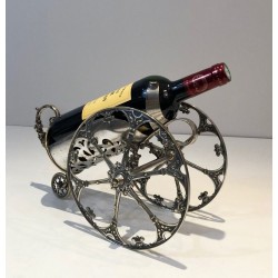 Silver Plated on Bronze Wine Decanter Showing a Cannon with Detailed Ornaments