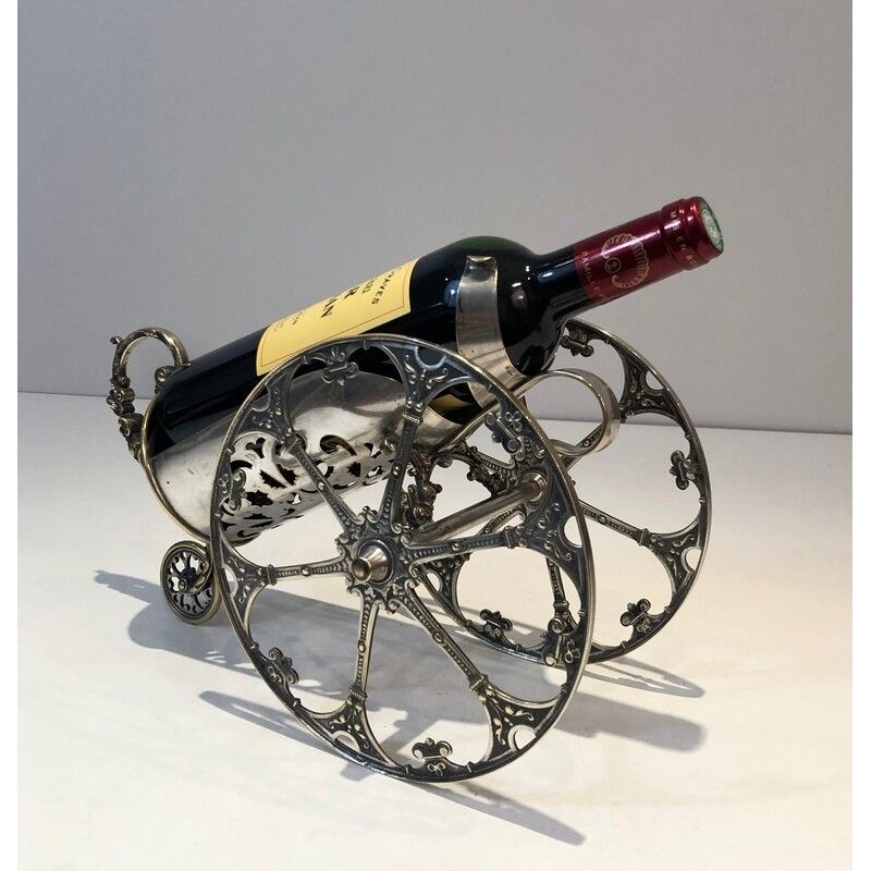 Décanteur à Vin Représentant un Canon en Bronze Argenté Ciselé
