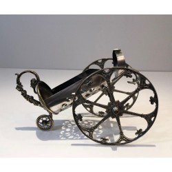 Silver Plated on Bronze Wine Decanter Showing a Cannon with Detailed Ornaments