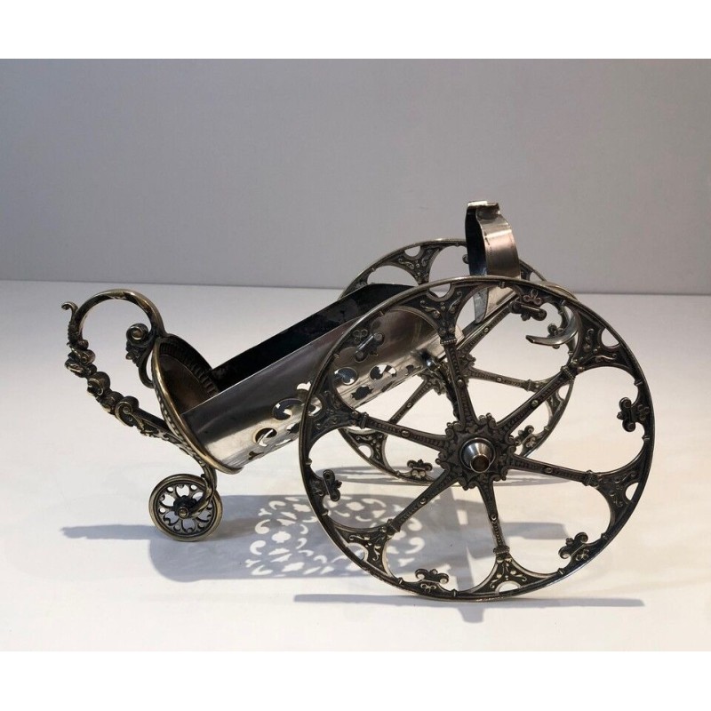 Silver Plated on Bronze Wine Decanter Showing a Cannon with Detailed Ornaments