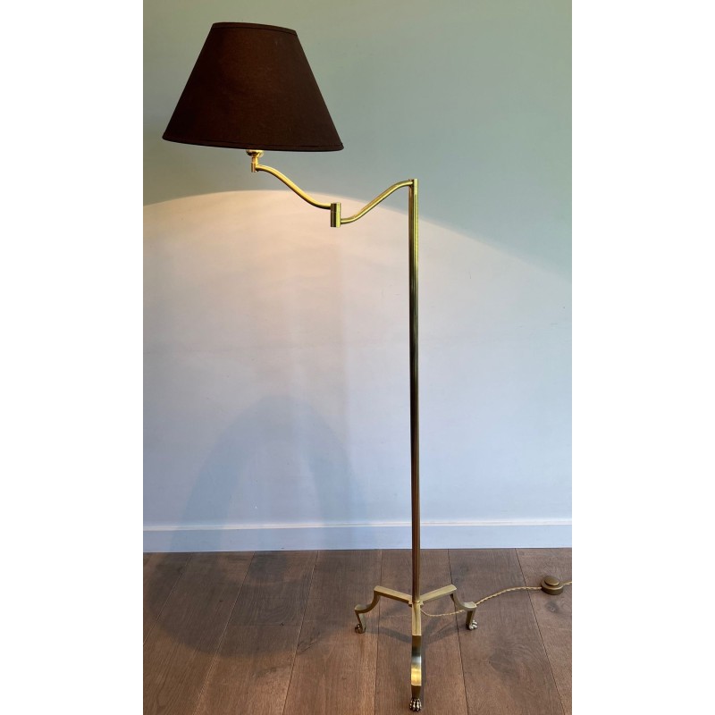 Lampe Liseuse Ajustable en Laiton à Pieds Griffes, Style Maison Jansen, vers 1940