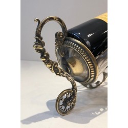 Silver Plated on Bronze Wine Decanter Showing a Cannon with Detailed Ornaments