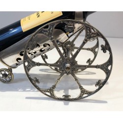 Silver Plated on Bronze Wine Decanter Showing a Cannon with Detailed Ornaments