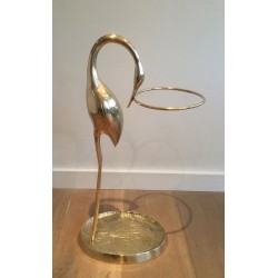 Brass Swan Umbrella Stand Attributed to Maison Jansen
