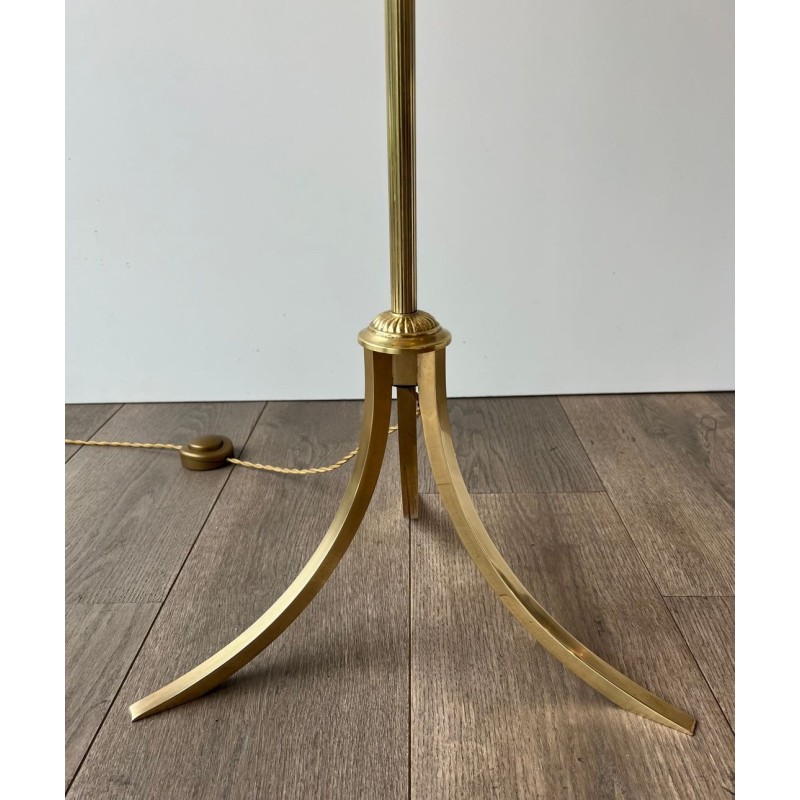 Lampadaire Néoclassique en Laiton par Maison Jansen, Travail Français, vers 1940