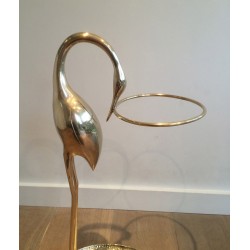 Brass Swan Umbrella Stand Attributed to Maison Jansen