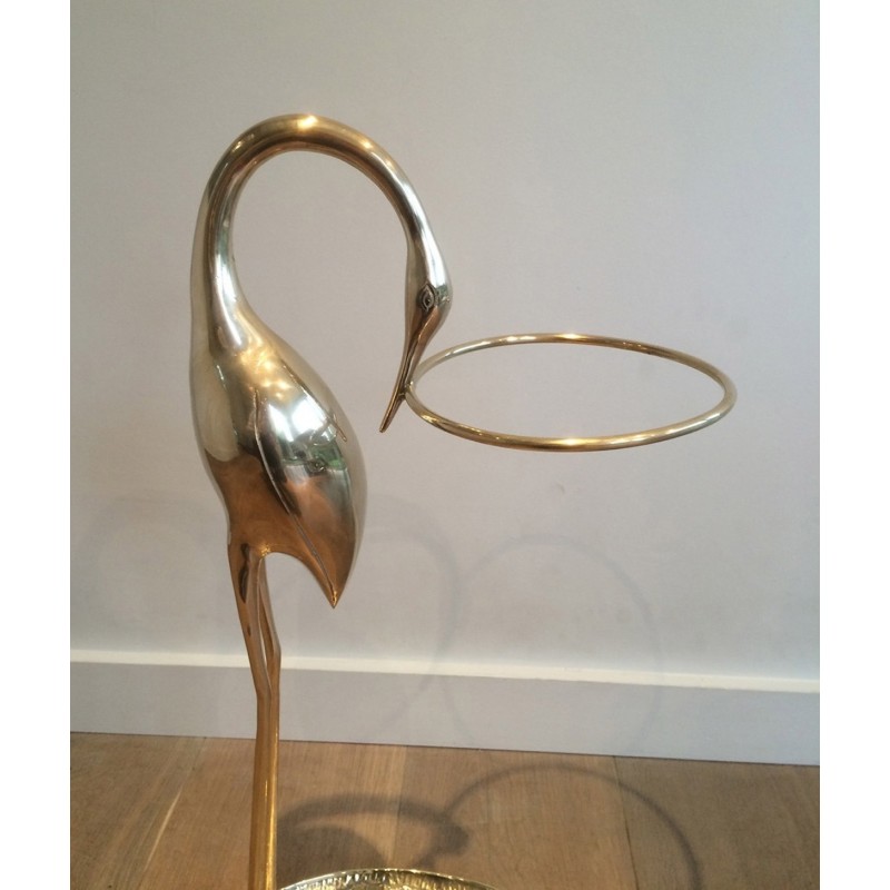 Brass Swan Umbrella Stand Attributed to Maison Jansen