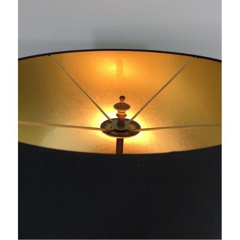 Lampe de Table en Céramique Noire et Dorée