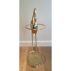 Brass Swan Umbrella Stand Attributed to Maison Jansen