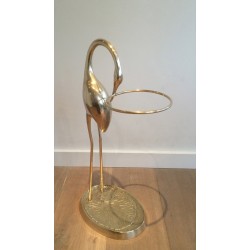 Brass Swan Umbrella Stand Attributed to Maison Jansen