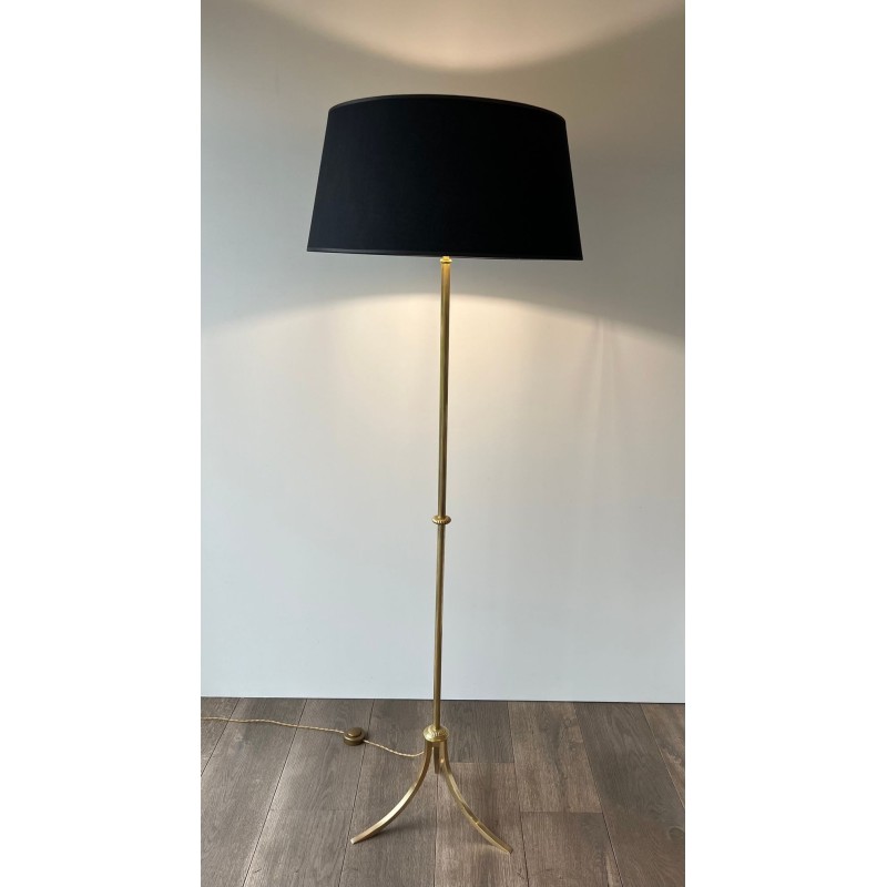 Neoclassical Brass Floor Lamp by Maison Jansen, French Work, circa 1940