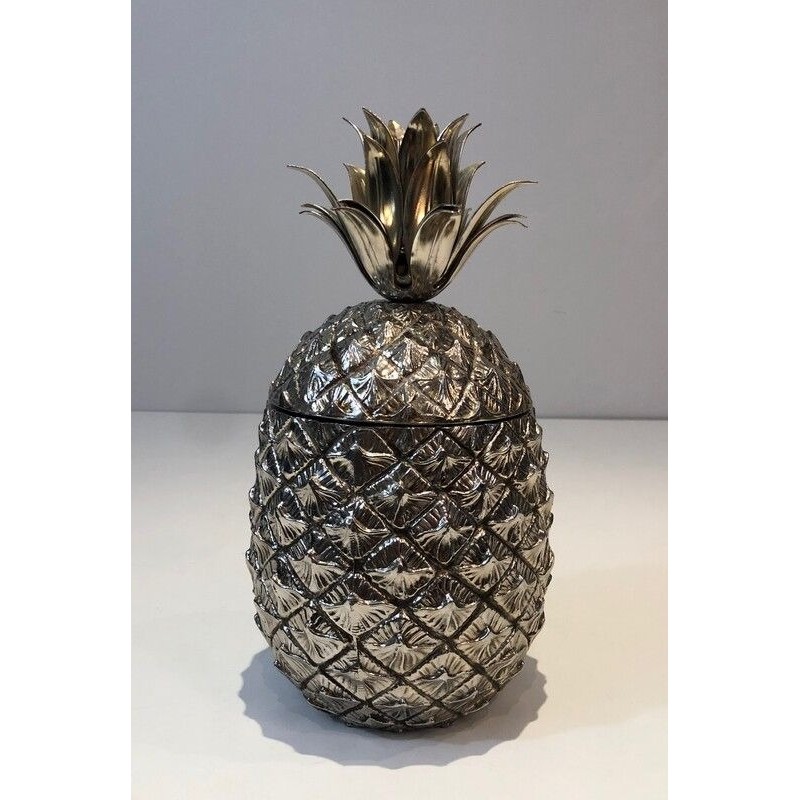 Seau à Glaçon Ananas en Métal Argenté