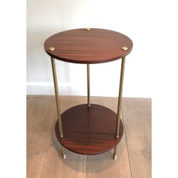 Brass and Mahogany Two Tiers Gueridon by Maison Jansen