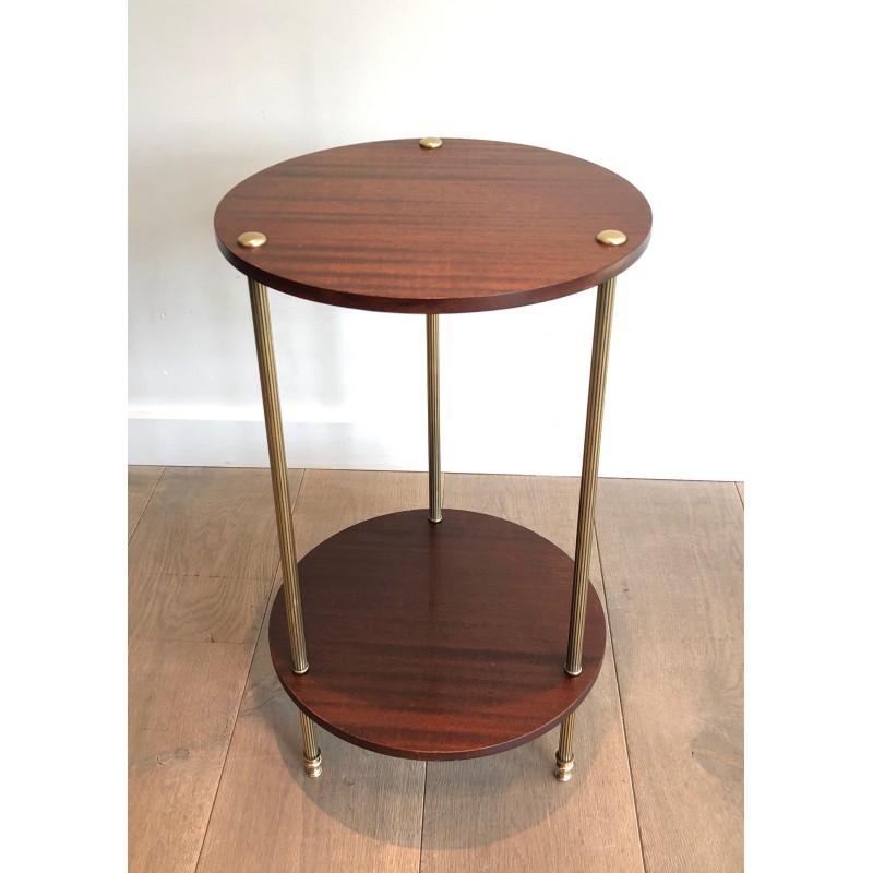 Brass and Mahogany Two Tiers Gueridon by Maison Jansen