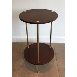 Guéridon en Laiton et Acajou à Double Plateau de la Maison Jansen