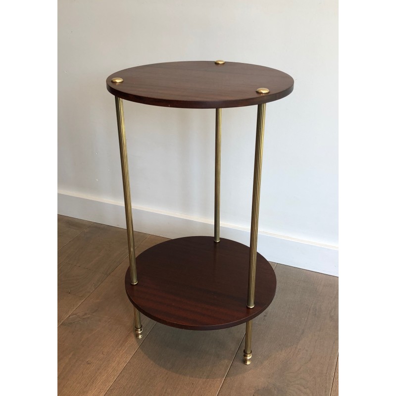 Guéridon en Laiton et Acajou à Double Plateau de la Maison Jansen